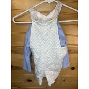 RALPH LAUREN Baby Boys' Cotton Three Piece Overall Size 9 Months Blue White $125